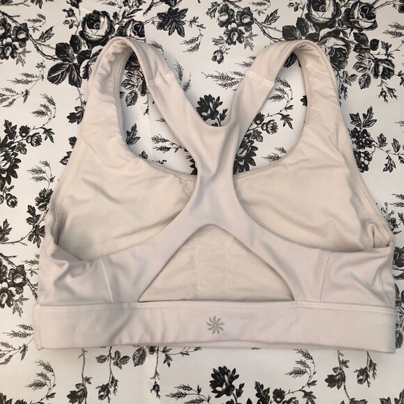 Athleta Warrior Longline Sports Bra XS White Padded Racerback Athletic Gym - Picture 3 of 7